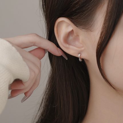 999 Fine Silver Personalized Twisted Stripe Hoop Earrings - Image 4