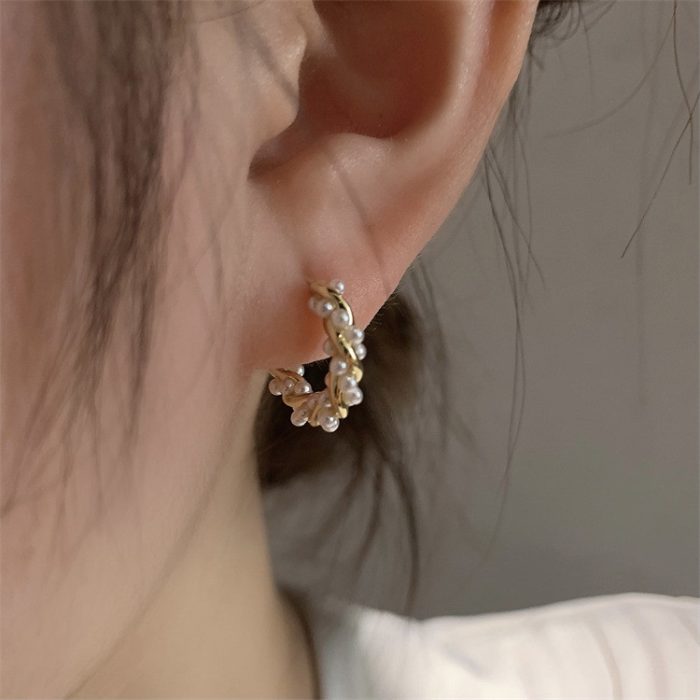 925 Sterling Silver Korean Style Unique Design Premium Circle Hoop Earrings - Image 2