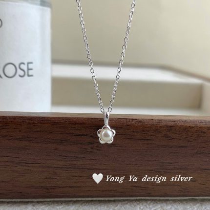 925 Sterling Silver Floral Pearl Necklace - Image 4
