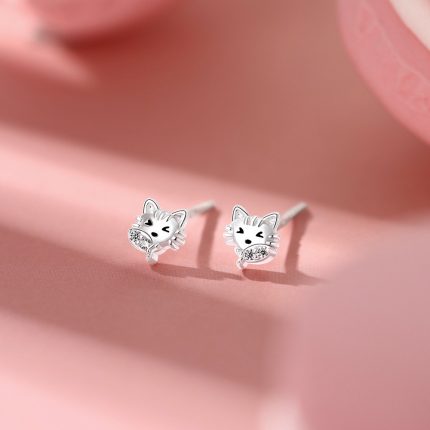 999 Fine Silver Cat Fish Stud Earrings - Image 4
