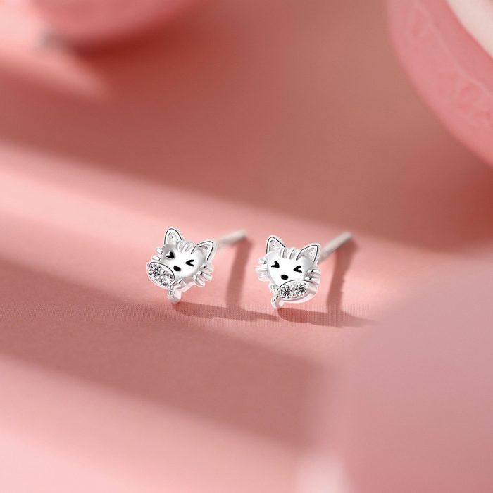 999 Fine Silver Cat Fish Stud Earrings - Image 4