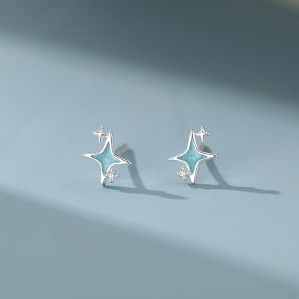 999 Fine Silver Tetragram Enamel Stud Earrings - Image 4