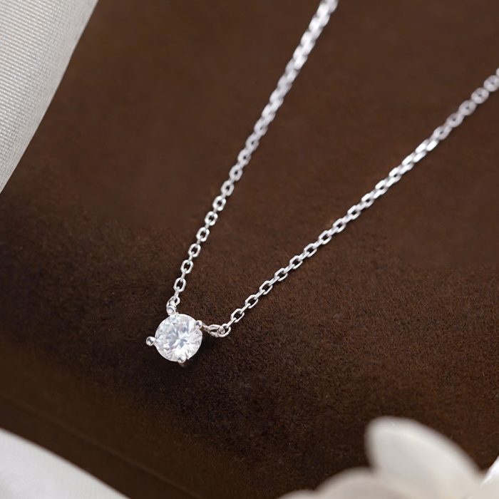 999 Fine Silver Minimalist CZ Necklace - Image 5