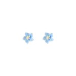 925 Sterling Silver Blue Camellia Stud Earrings