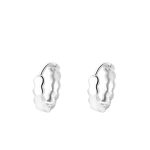925 Sterling Silver Hoop Earrings Honeycomb Hexagon Sparkling Hoops