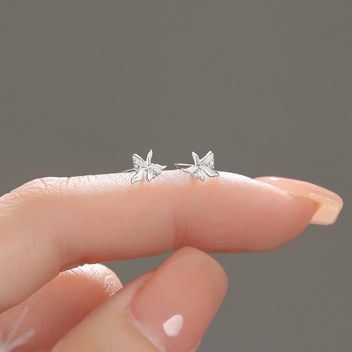 999 Fine Silver Pastoral Orchid Stud Earrings - Image 5