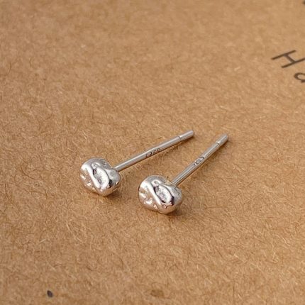 925 Sterling Silver Irregular Stone Lava Meteorite Stud Earrings - Image 3