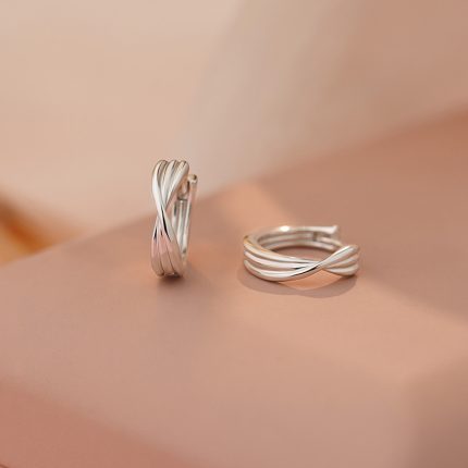 999 Fine Silver Personalized Twisted Stripe Hoop Earrings - Image 3