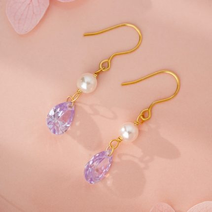 925 Sterling Silver Zircon Pearl Ear Hook - Image 3