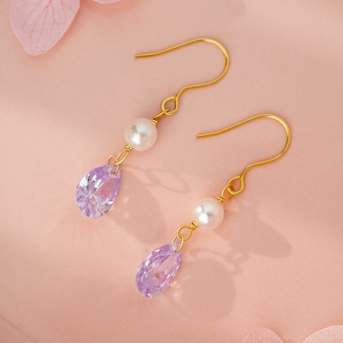 925 Sterling Silver Zircon Pearl Ear Hook - Image 3