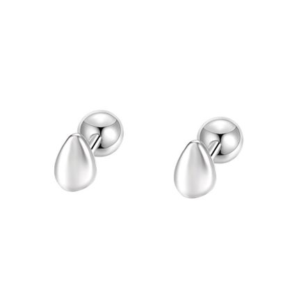 999 Fine Silver Polished Ball Stud Earrings - Image 3
