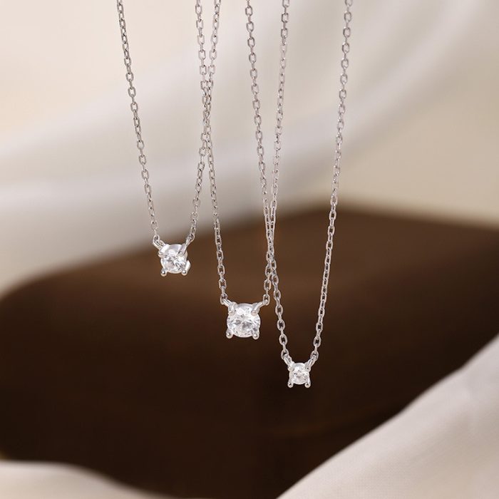 999 Fine Silver Minimalist CZ Necklace - Image 4