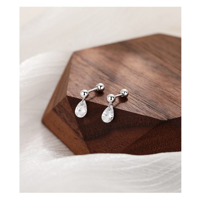 999 Fine Silver Personalized Teardrop Screw Back Earrings - Image 3