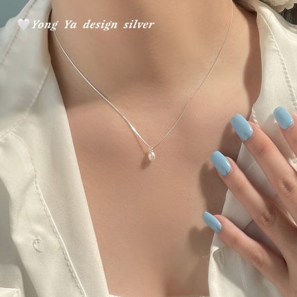 925 Sterling Silver Light Luxury Unique Pearl Necklace - Image 4