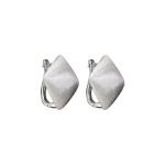 925 Sterling Silver Korean INS Style Square Brushed Hoop Earrings