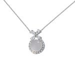 Tianyin 925 Sterling Silver Light Luxury Fashion Floral Circle White Agate Necklace
