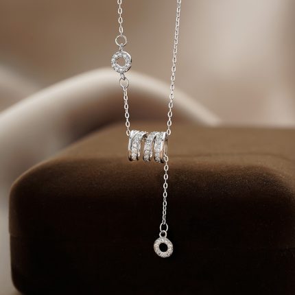 999 Fine Silver Slim Waist Pave CZ Necklace - Image 4