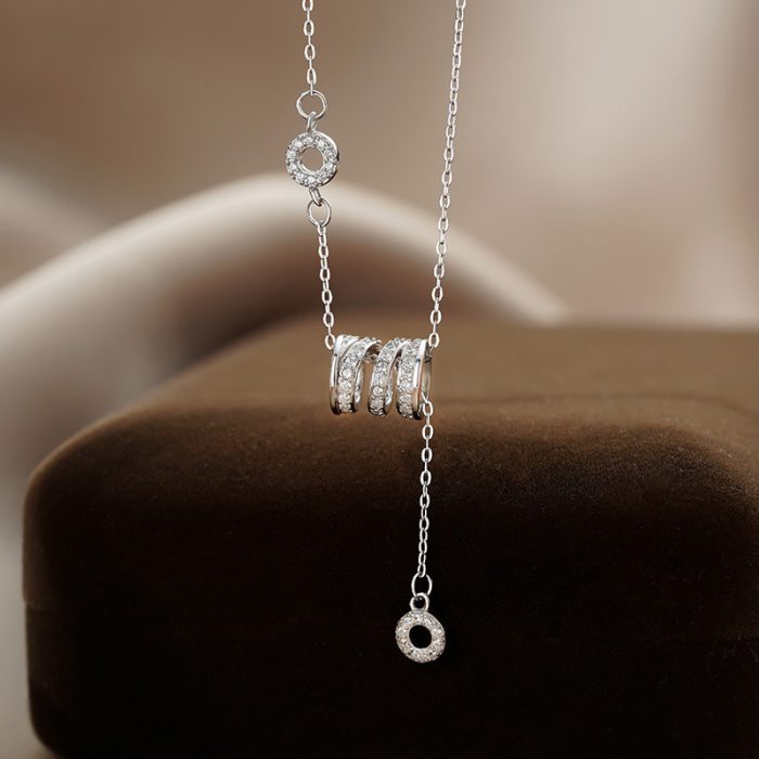 999 Fine Silver Slim Waist Pave CZ Necklace - Image 4