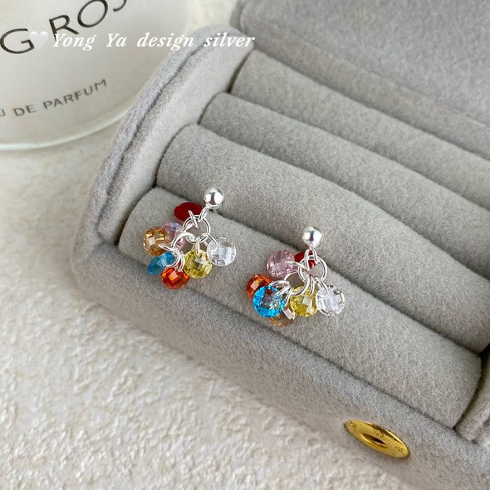 925 Sterling Silver Cute Dopamine Color CZ Stud Earrings - Image 3