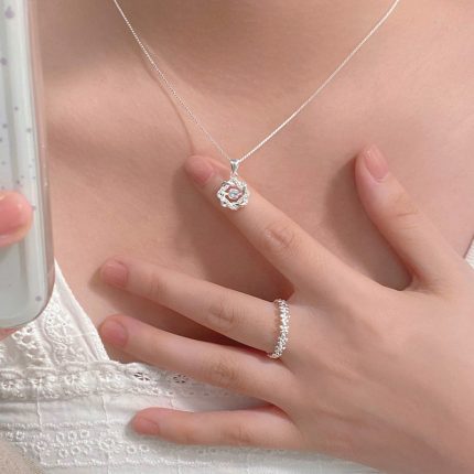 999 Fine Silver Twisted Sparkling CZ Necklace - Image 4