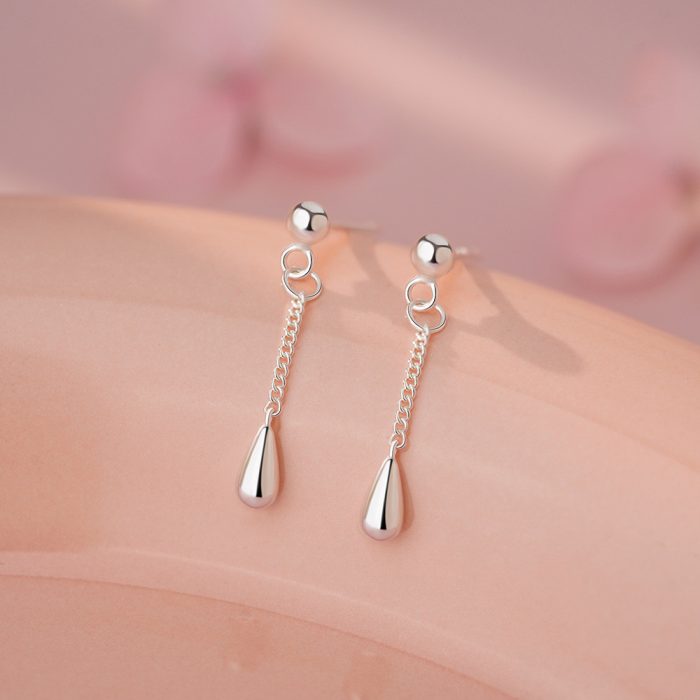 999 Fine Silver Teardrop Tassel Stud Earrings - Image 4