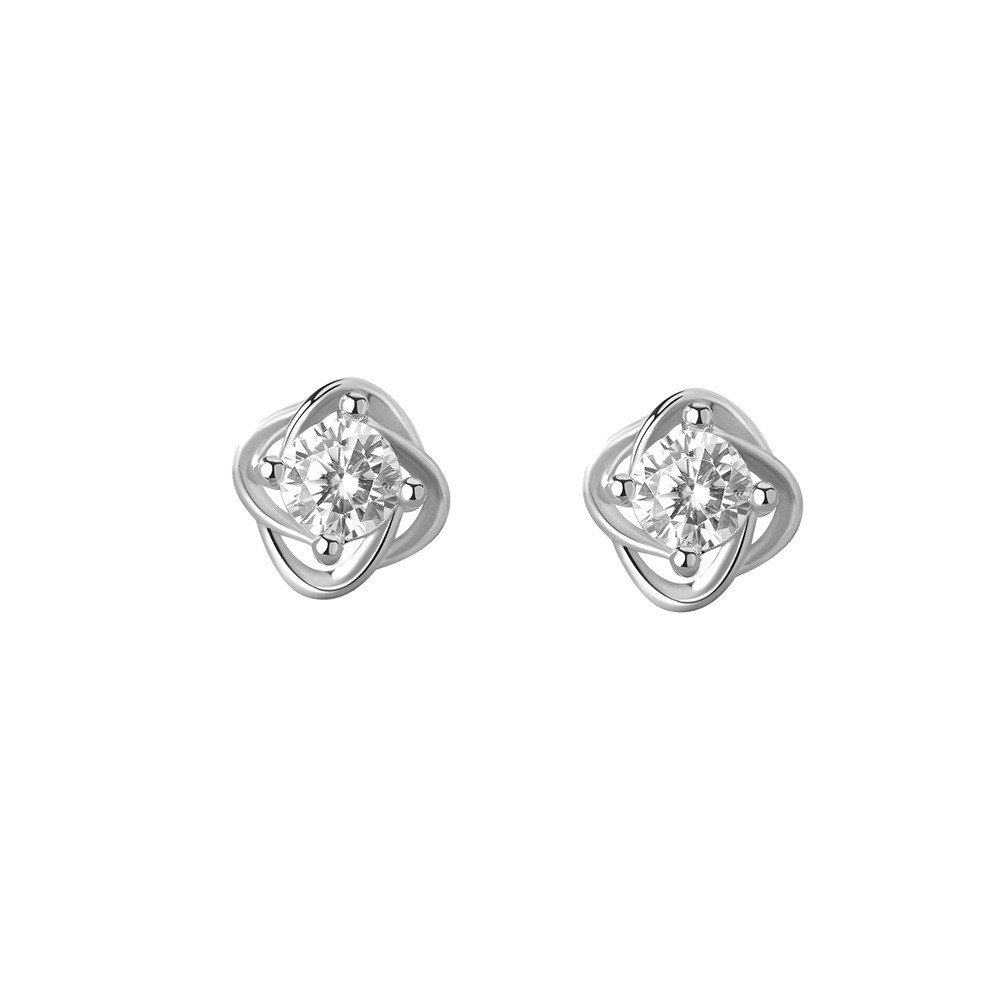 sg-11134201-8259l-ms4c8un15bsw15 999 Fine Silver Needle New Light Luxury Four Leaf Clover Stud Earrings - Image 1