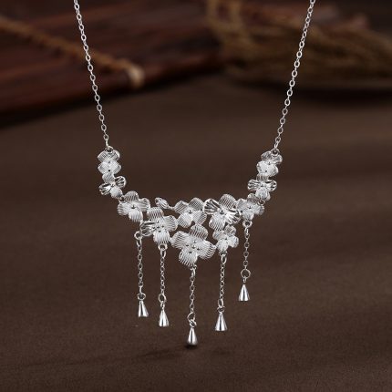 Summer New 999 Fine Silver New Chinese Style Floral Tassel Necklace - Image 4