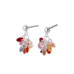 925 Sterling Silver Grape Beaded Color CZ Stud Earrings