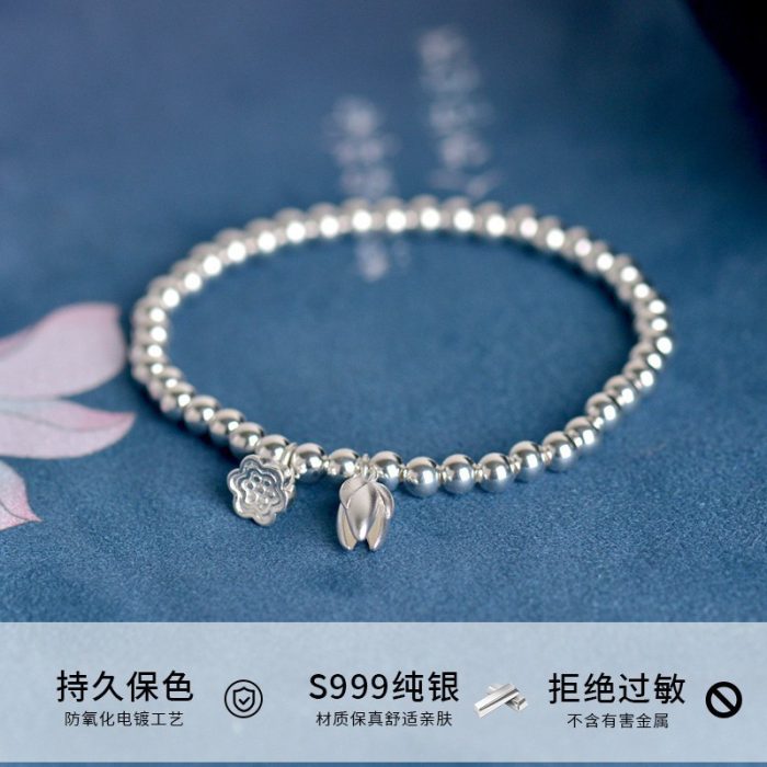 Custom Two Generations Lotus Pod 999 Fine Silver Bracelet - Image 4