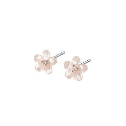 925 Sterling Silver White Shell Floral Stud Earrings
