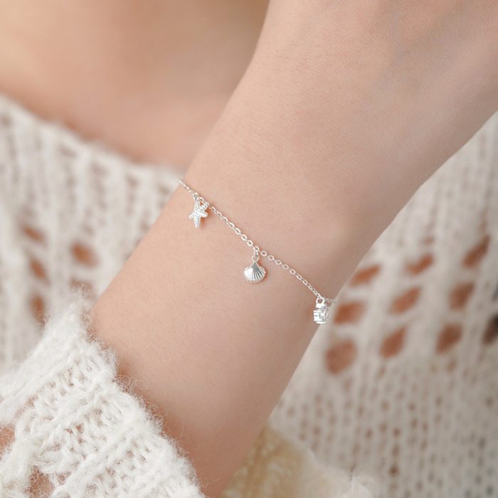 999 Fine Silver Girly Starfish Shell Bracelet - Image 2