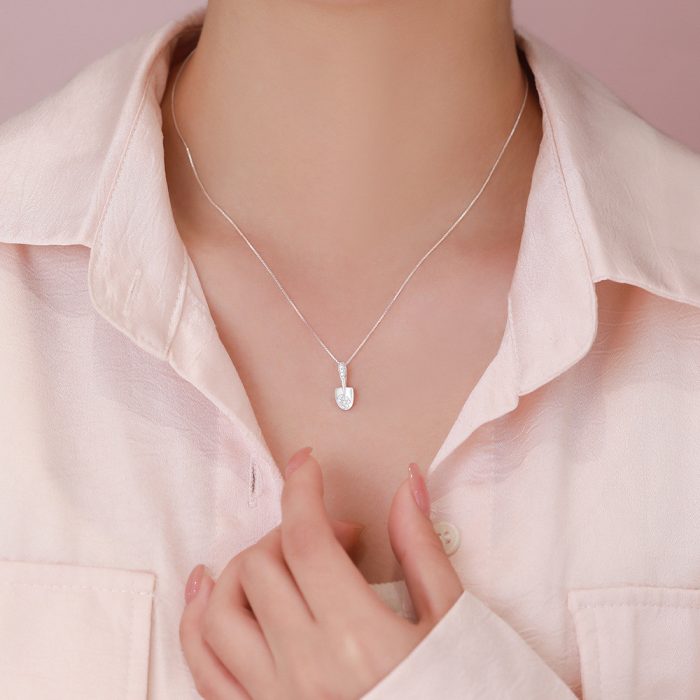 925 Sterling Silver Light Luxury Shovel Necklace - Image 5