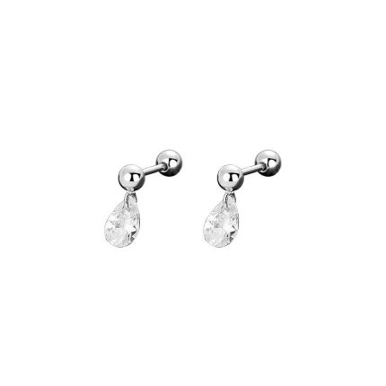 999 Fine Silver Personalized Teardrop Screw Back Earrings