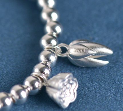 Custom Two Generations Lotus Pod 999 Fine Silver Bracelet - Image 3
