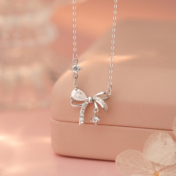 999 Fine Silver Bow Necklace - Image 4