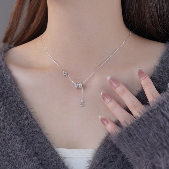 999 Fine Silver Slim Waist Pave CZ Necklace - Image 2