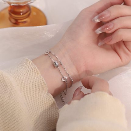 999 Fine Silver Double Layer Slim Waist Bracelet - Image 4