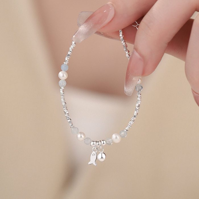 925 Sterling Silver Fish Pearl Bracelet - Image 3