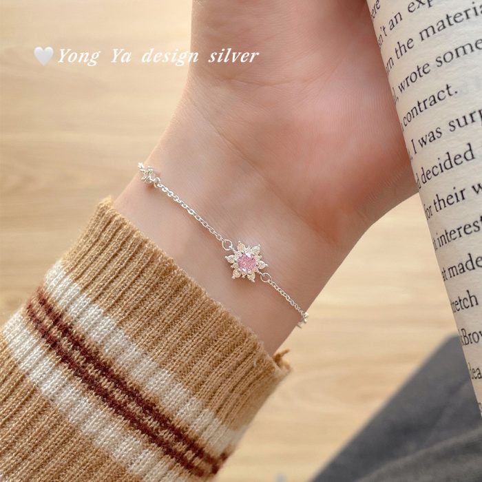 999 Fine Silver Snowflake CZ Bracelet - Image 4