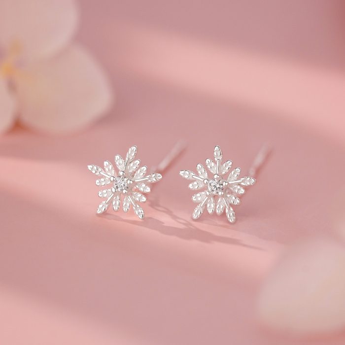 999 Fine Silver Snowflake Threader Earrings - Image 3