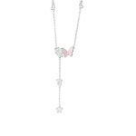 999 Fine Silver Enamel Butterfly Floral Tassel Necklace