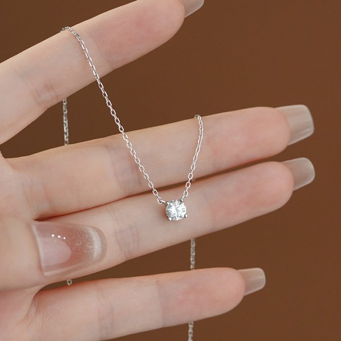 999 Fine Silver Minimalist CZ Necklace - Image 3