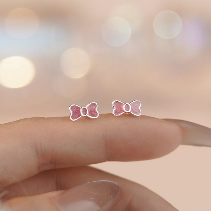 999 Fine Silver Bow Stud Earrings - Image 3