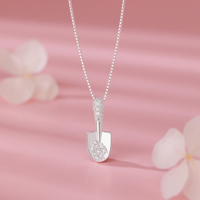 925 Sterling Silver Light Luxury Shovel Necklace - Image 4