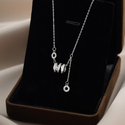 999 Fine Silver Slim Waist Pave CZ Necklace - Image 3