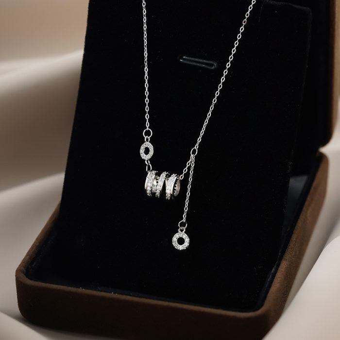 999 Fine Silver Slim Waist Pave CZ Necklace - Image 3