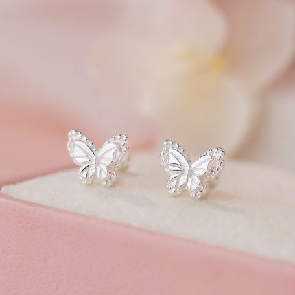 999 Fine Silver Sweet Butterfly Screw Back Earrings - Image 6