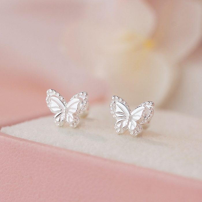 999 Fine Silver Sweet Butterfly Screw Back Earrings - Image 6