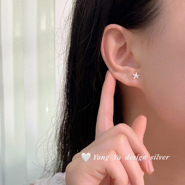 999 Fine Silver Summer New Starfish Shell Stud Earrings - Image 2