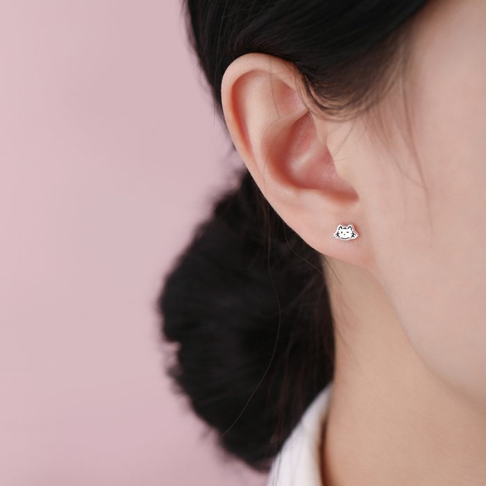 999 Fine Silver Cat Fish Stud Earrings, Gentle Exquisite Sweet Small Unique - Image 2